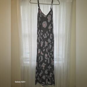 Cheetah Gray and Pink Maxi Dress